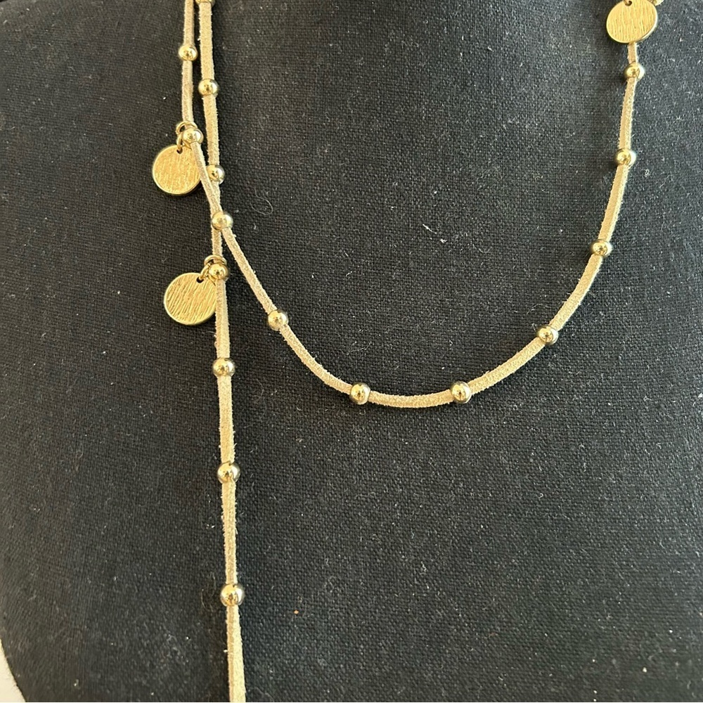 Adjustable Gold Ball and Disc Detail Necklace - Picture 3 of 7
